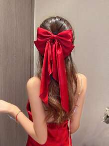 2/1pc Phụ nữ Kẹp tóc nơ lớn màu trắng và đỏ bằng lụa satin cao cấp thanh lịch thời trang Phụ kiện tóc cổ điển phù hợp với trang phục hàng ngày Ngày lễ tình nhân Ngày lễ tình nhân, Kẹp tóc kẹp móng vuốt - Nhiều màu - Xem 6