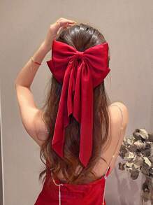 2/1pc Phụ nữ Kẹp tóc nơ lớn màu trắng và đỏ bằng lụa satin cao cấp thanh lịch thời trang Phụ kiện tóc cổ điển phù hợp với trang phục hàng ngày Ngày lễ tình nhân Ngày lễ tình nhân, Kẹp tóc kẹp móng vuốt - Nhiều màu - Xem 3