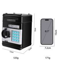 Byson小豬存錢罐玩具適合5~10歲女孩禮物,兒童6-8-10-12歲存錢盒,適用於聖誕、生日等7~8歲女孩禮品,供5-12歲孩童使用的黑色atm存錢機器玩具