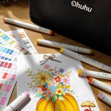 Ohuhu Markers for Artist - Dual Tip Art Marker Set for Adults' Coloring Sketching Illustration - Chisel & Fine - 80 Colors + 1 Colorless Blender - Oahu Series of Ohuhu Markers - 彩色 - 查看 6