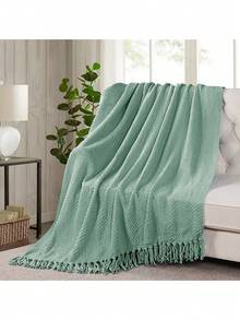 1 Miếng Dệt kim Textured Tua trang trí Mềm mại thoáng khí Ấm áp Ném cái mền Đối với Cái ghế Đi văng Trải giường Phòng khách Phòng ngủ Tất cả Mùa Sử dụng , Kích thước : cm ( ) ( Không bao gồm Tua ) - Màu xanh bạc hà - Xem 3