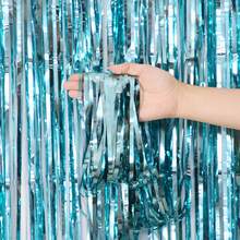 2入組1*2m/3.3*6.7ft金屬箔流蘇窗簾,適用於派對和婚禮裝飾