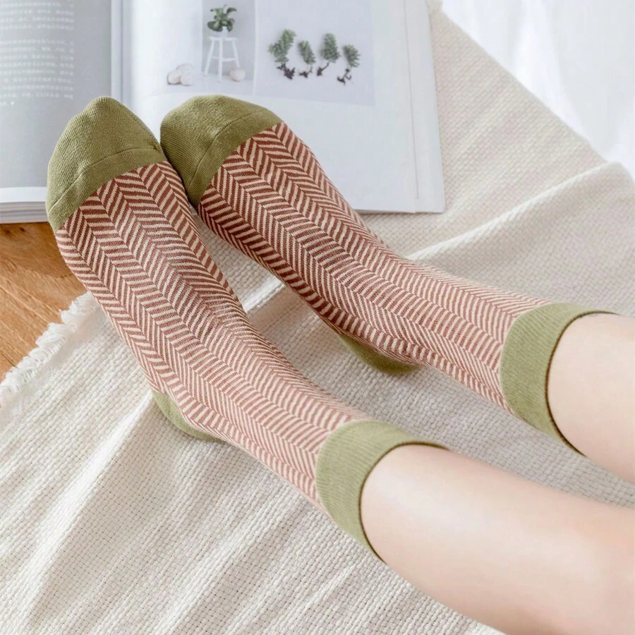 1對復古絲襪女士復古街頭女士襪子學校女孩長襪大學風格韓國風格