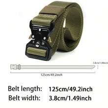 綠色新款熱門戶外訓練腰帶,男士多功能尼龍眼鏡蛇扣皮帶 - 軍綠色 - 查看 4