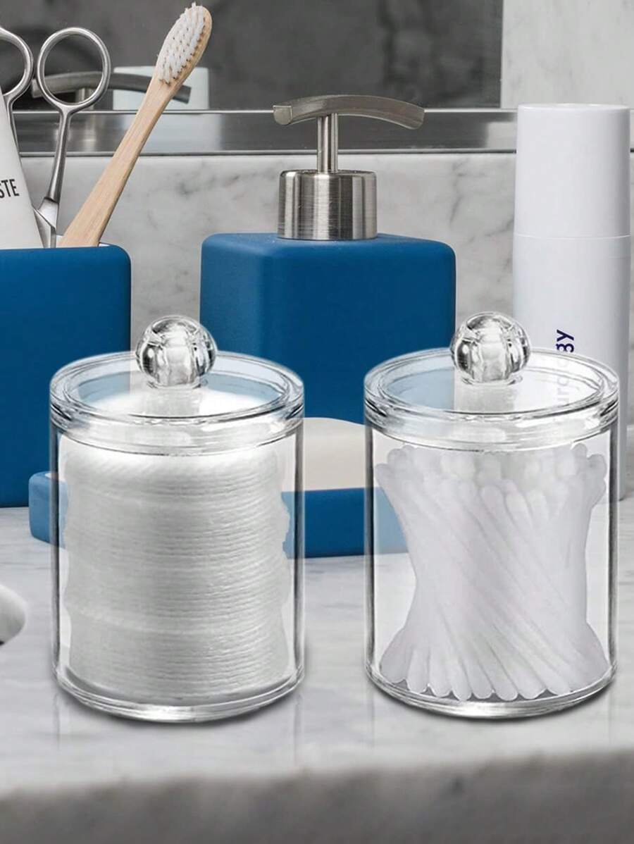1pc Transparent Acrylic Bathroom Makeup Brush Storage Box, For Bathroom Container & Cosmetics Organizer - Clear - View 1