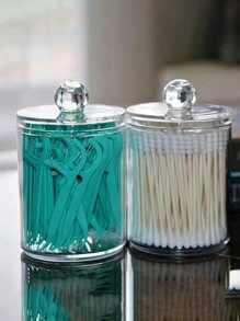 1pc Transparent Acrylic Bathroom Makeup Brush Storage Box, For Bathroom Container & Cosmetics Organizer - Clear - View 3