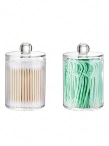 1pc Transparent Acrylic Bathroom Makeup Brush Storage Box, For Bathroom Container & Cosmetics Organizer - Clear - View 2