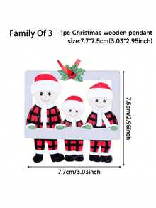 1pc Christmas Tree Wooden Pendant Creative Cute Family Picture Frame Hanging Decorations - Multicolor - View 7