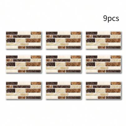 9/11/25 piezas Pegatinas de azulejos de cocina con patrón de ladrillo, resistentes al aceite, papel de pared simulado de mármol cristalino, para renovación de baño/cocina, azulejo autoadhesivo