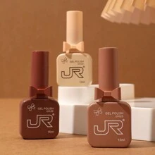 JR Jr 9pcs 15ml Colored Gel Nail Polish Set With Bow Knot Shaped Bottle And Cap, Soak Off Uv Led, Gift For Girls On Valentine'S Day
