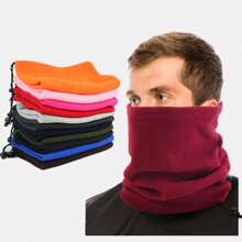 1 Miếng Nam Có thể điều chỉnh Nhung Cái cổ Ấm áp hơn , Khăn quàng cổ , 3 trong 1 Đa chức năng Mũ - Màu Đỏ Sâu - Xem 3