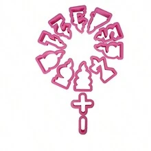 12入組粉紅色數字造型蠟燭,可用於生日派對,餅乾和果凍裁切,巧克力和蛋糕和甜點模具,製皂,廚房烘焙工具 - 粉色 - 查看 11