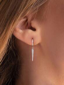 1對女士優雅吊墜耳環s925純銀精細女士珠寶禮物派對禮品 - 白色 - 查看 3