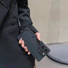 頸鍊帶繩液體矽膠手機殼，適用於iPhone 15 14 13 12 11 Pro Max XR 14 15 Plus手機保護套