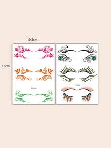 2 piezas Pegatina de tatuaje temporal impermeable Corazón de rosa oscura, fresa, estrella, delineador de ojos, pestañas postizas, tatuaje flash para mujeres y hombres - Azul - Ver 7