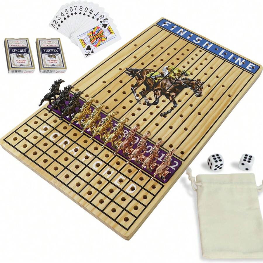 Horse Race Board Game Racing Game Thickened Solid Wood 11 plastic