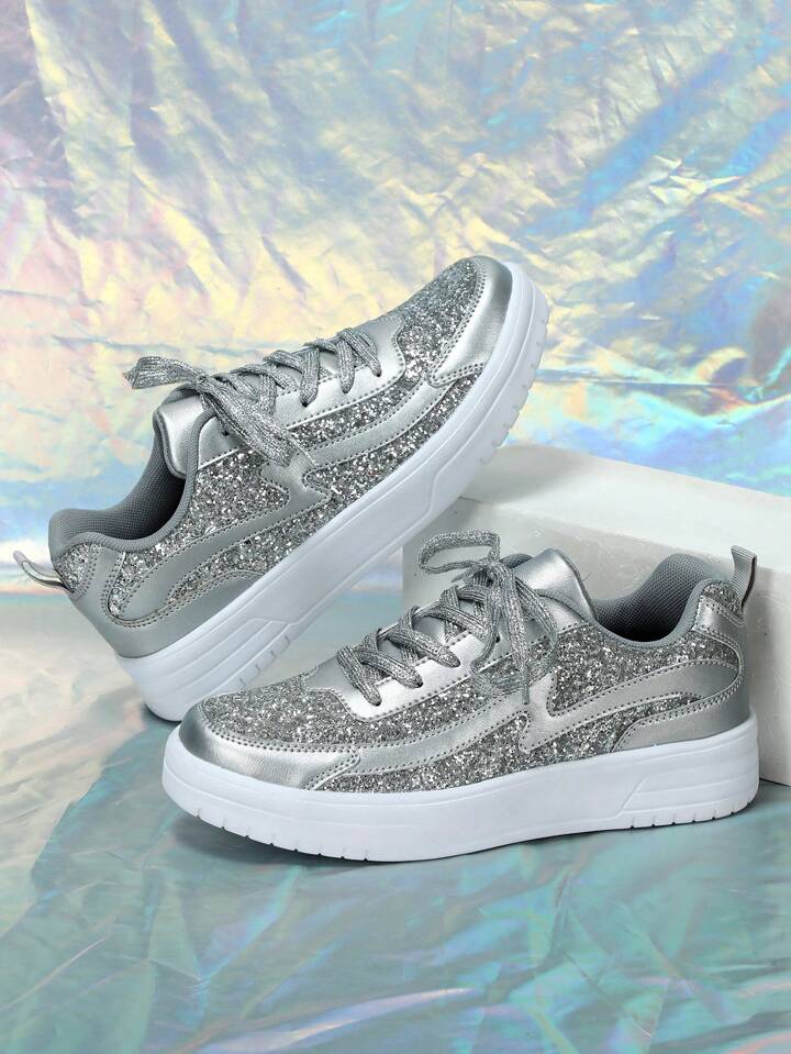 Shoes Windsor Smith Glitter Argento Tênis Feminino Vizzano Maxxi