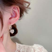 1 đôi Thành thật Mạ vàng Bạc 925 Kim băng Với Trân châu Và Đồ trang trí Rhinestone Love Tim Hoa tai , Thích hợp Đối với Của phụ nữ Mặc hàng ngày Và Như Lễ hội Món quà Đối với Đồ trang sức , Thời trang Phụ kiện Với Thanh lịch Phong cách - Nhiều màu - Xem 4