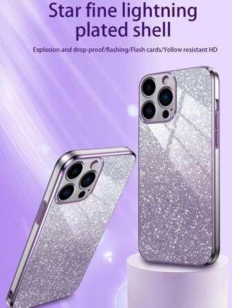Y2k 1 件粉色电镀 Tpu 防震手机壳和 1 件粉色渐变闪光卡纸，有趣的手机壳，兼容 Iphone/Android/Samsung/Xiaomi/Oppo/兼容 Apple 15 Pro Max/14 Pro Max/Samsung A52 4g/Samsung A31 4g/Samsung A23/Redmi Note 11 Pro 4g 手机壳/Redmi Note 12 4g 手机壳/Oppo A54 手机壳/Samsung A14/Samsung A54