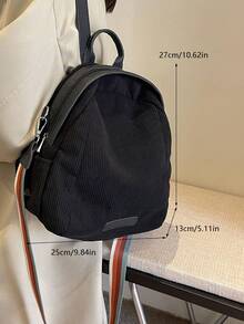 新款時尚帆布背包,輕便旅行肩袋,休閒通勤外殼包,適合辦公室職員,白領階層,大學生,小背包,緊湊運動包 - 黑色 - 查看 5