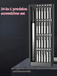 24 In 1 Precision Magnetic Aluminum Screwdriver Set For Repairing And Disassembling Screws - Black - View 2