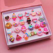 10حبة / طقم عشوائي بلون متعدد فتيات حلقات طعام وفاكهة جميلة لهدايا الأميرة لبس بدون صندوق - متعدد الألوان - مشاهدة 5