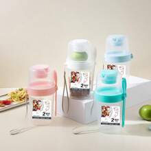 1個沙拉杯,沙拉攪拌杯,塑料健康沙拉容器,叉子,沙拉醬汁瓶,野餐,午餐,早餐沙拉杯,帶蓋的便攜式室外沙拉杯