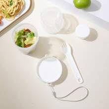 1個沙拉杯,沙拉攪拌杯,塑料健康沙拉容器,叉子,沙拉醬汁瓶,野餐,午餐,早餐沙拉杯,帶蓋的便攜式室外沙拉杯