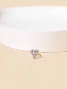 1件時尚、簡約、個性、奢華的銅質空心心形鑲嵌不鏽鋼真正穿刺女士魅力鼻環鼻釘派對禮物