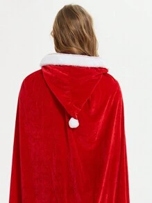 1 Pieza De Disfraz De Cosplay De Caperucita Roja Larga Para Adultos Con Capa Roja De Navidad, Ropa De Actuación De Fiesta - Rojo - Ver 4