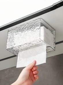 1 pieza Caja de pañuelos de acrílico transparente con patrón de glaciar, soporte de papel con marca de agua montado en la pared para el baño y el inodoro, decoración del hogar y organizador del baño, decoración de otoño, de vuelta a la escuela