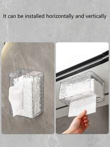 1 pieza Caja de pañuelos de acrílico transparente con patrón de glaciar, soporte de papel con marca de agua montado en la pared para el baño y el inodoro, decoración del hogar y organizador del baño, decoración de otoño, de vuelta a la escuela