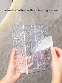 1 pieza Caja de pañuelos de acrílico transparente con patrón de glaciar, soporte de papel con marca de agua montado en la pared para el baño y el inodoro, decoración del hogar y organizador del baño, decoración de otoño, de vuelta a la escuela
