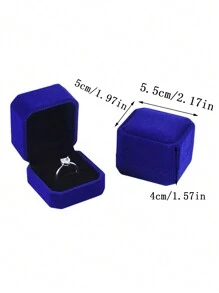 1入組絨布戒指盒,耳飾項鍊首飾盒,戒指耳環禮品盒,首飾展示,適用於情人節求婚,婚禮,藍色