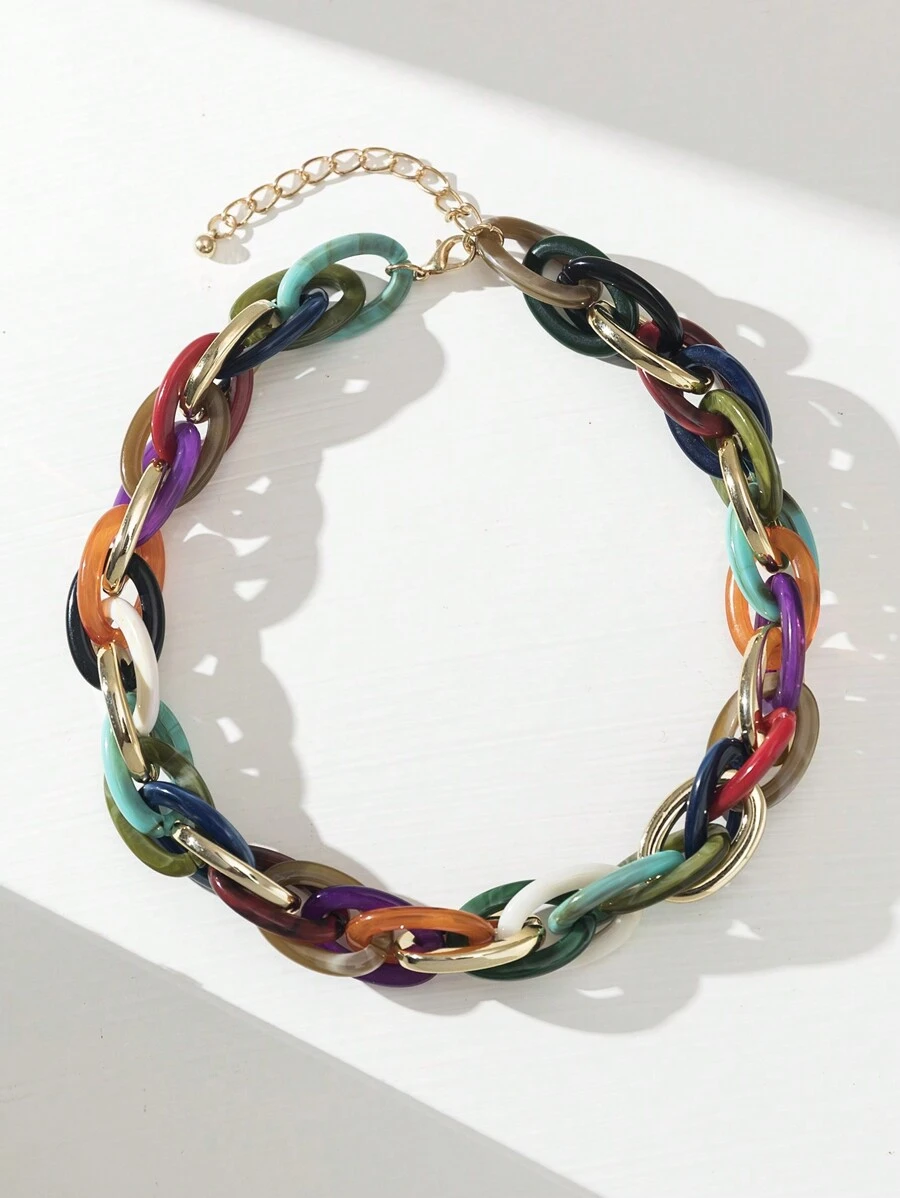 1 Pieza Collar Multicolor, Exagerado, Vintage, Simple Y Elegante De Varias Capas Para Mujeres - Multicolor - Ver 1