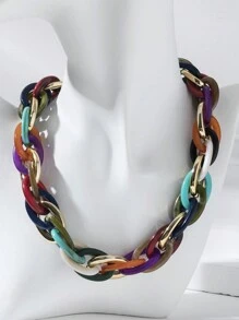 1 Pieza Collar Multicolor, Exagerado, Vintage, Simple Y Elegante De Varias Capas Para Mujeres - Multicolor - Ver 2