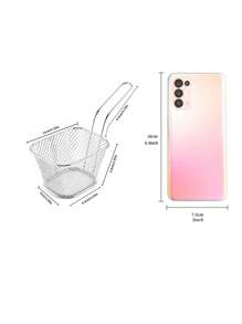 1pc French Fries Fryer Basket Mini Mesh Strainer Fry Basket For Fried Food, Chicken Nuggets And More - Silver - View 2