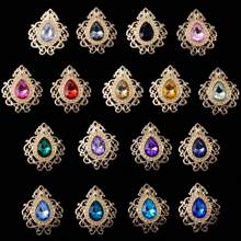 10pcs Mixed-color Baroque Style Hollow Out Floral Lace Design Acrylic Rhinestone Pendants, Gold-color Diy Jewelry Accessories For Handmade Bracelet, Necklace, Earrings, Hair Accessories, Wedding Dress, Shoes, Handbag, Collar, Curtain, 32x26mm