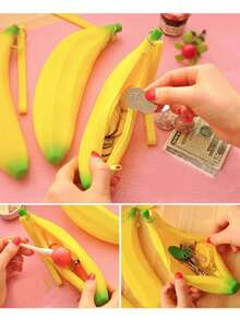 1個可愛的卡通香蕉形狀錢包,拉鍊錢包收納袋,男孩/女孩節日/生日派對禮物