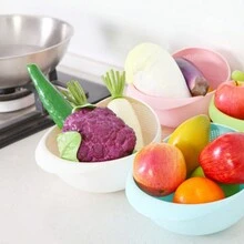 1入創意家用廚房洗米器,洗米碗,塑料瀝水蔬菜籃,適用於日常生活,廚房,餐廳和食堂用於清洗蔬菜和水果。