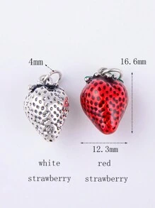 1個時尚925純銀和紅色搪瓷草莓形吊墜,適用於diy、送給朋友、生日、母親節、日常佩戴 - 銀色 - 查看 5