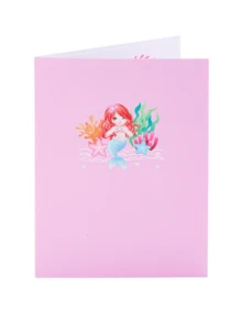 1pc  Birthday Cake PopGreeting Gard, Mermaid Pattern Greeting Card, Mermaid Pattern Birthday Card, Birthday Gift For Girls, Birthday Card For Girls, Birthday Cake Pattern Pop Up Card - Multicolor - View 6
