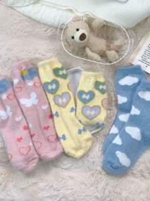 5pairs Soft & Cozy Cartoon Mid-calf Socks - Multicolor - View 4