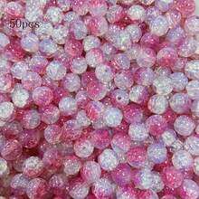 1包(約50pcs)8*8mm彩色花卉裂紋仿水晶珠子,用於diy珠寶製作 - 彩色 - 查看 4