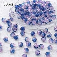 1包(約50pcs)8*8mm彩色花卉裂紋仿水晶珠子,用於diy珠寶製作 - 彩色 - 查看 1