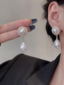 1 đôi Siêu Thanh tao Hình giọt nước Trân châu Dangle Hoa tai Với Retro Phong cách - Nhiều màu - Xem 2