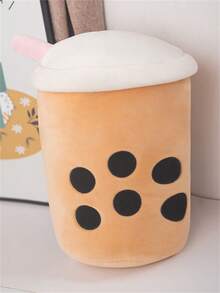 新款創意珍珠奶茶杯形毛絨枕頭客廳沙發臥室床頭迷你裝飾午睡枕、零食玩具、送給家人、朋友、戀人的聖誕禮物