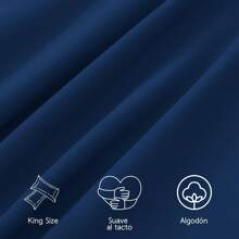2 King Size Cotton Pillowcases In Various Colors - Blue - View 2