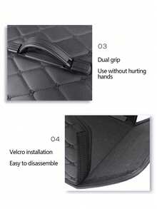 1pc Foldable Multi-Functional Car Storage Box Trunk Organizer Leather Universal Fit - Black - View 3
