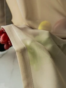 1片簡約素色透明網紗窗簾,保護隱私,打孔安裝,適用於臥室簷廊窗 - 米色 - 查看 9